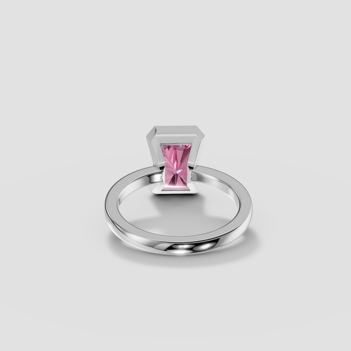 Peony Radiant Cut Pink Diamond Half Bezel Engagement Ring in 14K Gold