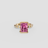Peony Radiant Cut Pink Diamond Half Bezel Engagement Ring in 14K Gold