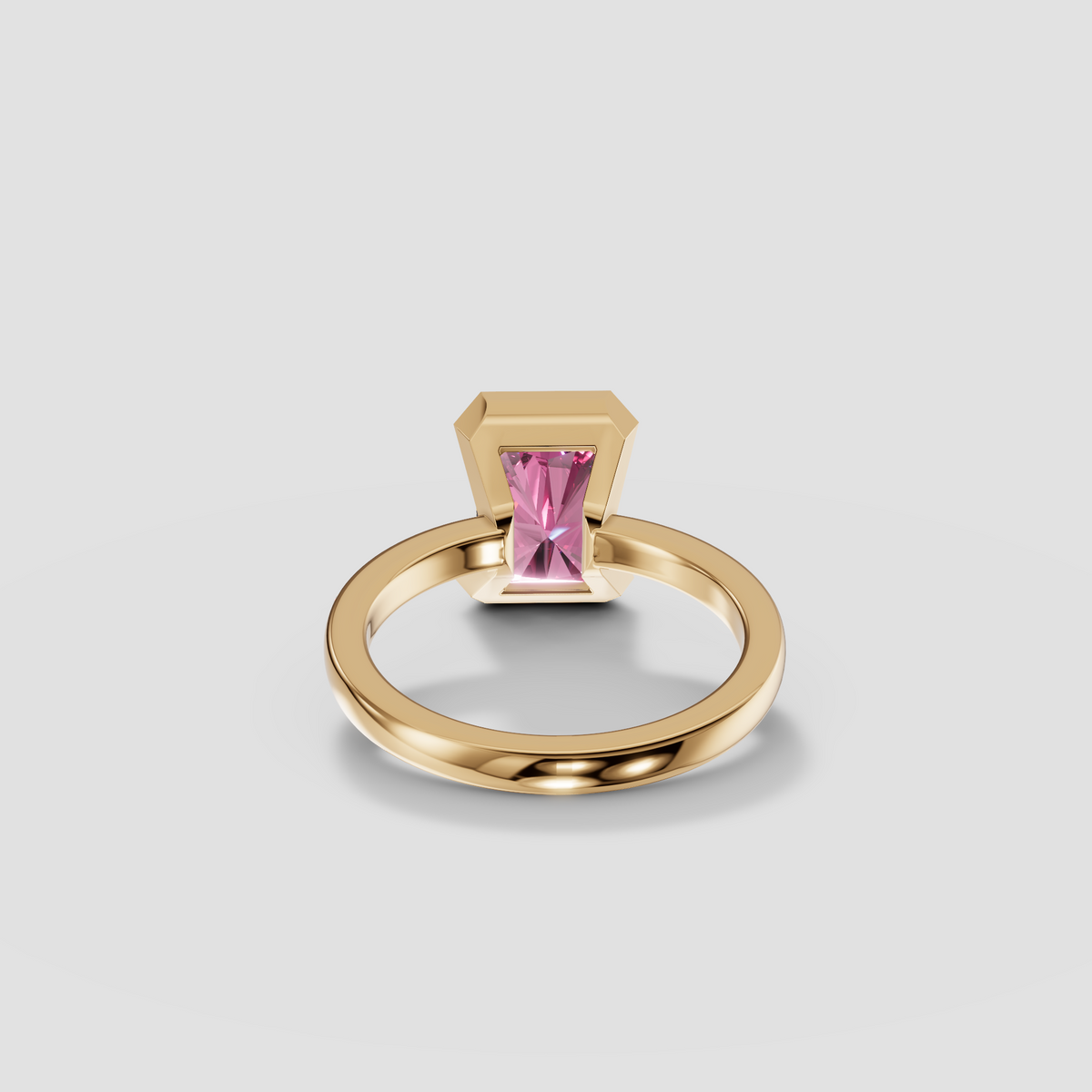 Peony Radiant Cut Pink Diamond Half Bezel Engagement Ring in 14K Gold
