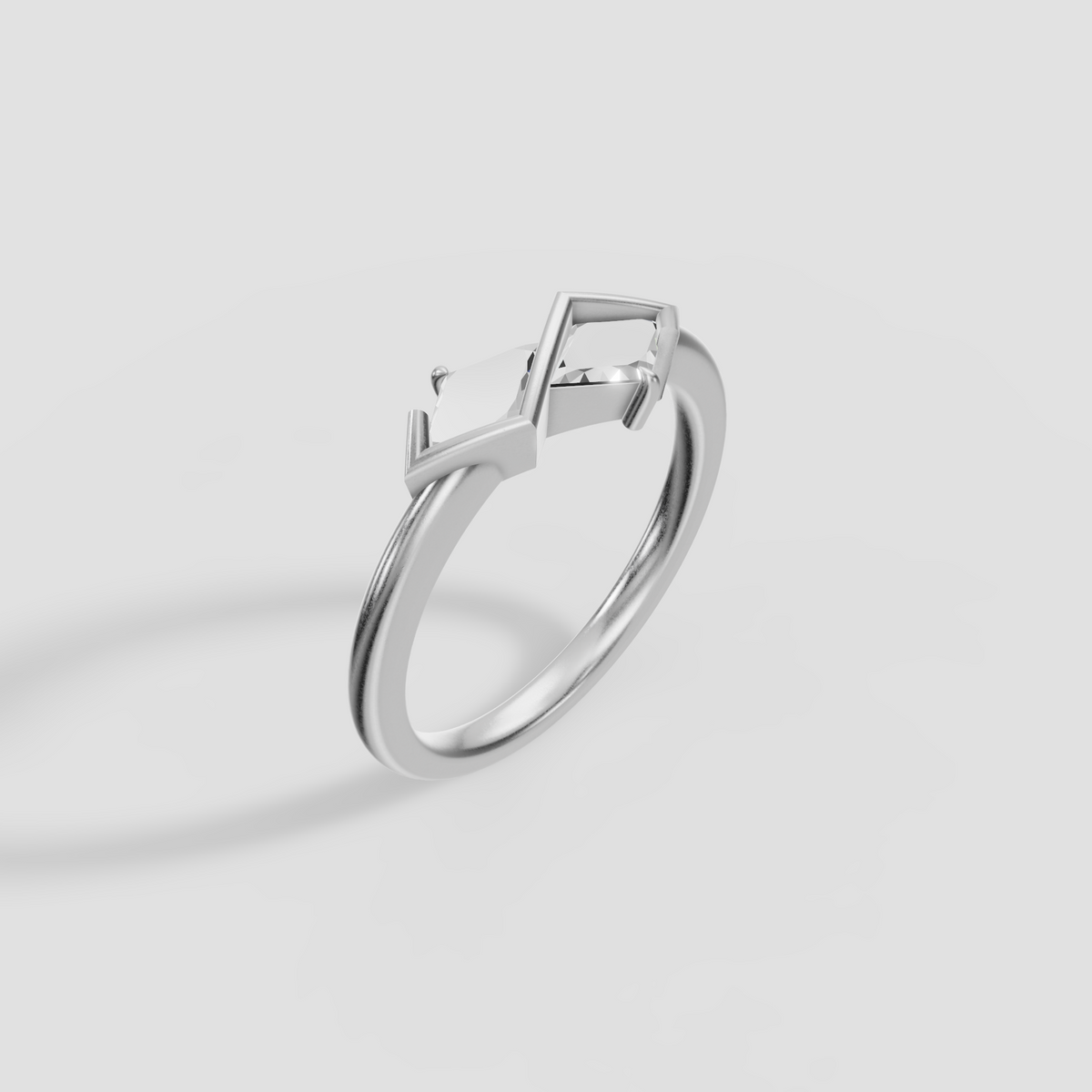 Geometric Kite Cut Diamond Bypass Ring in 14K Yellow Gold