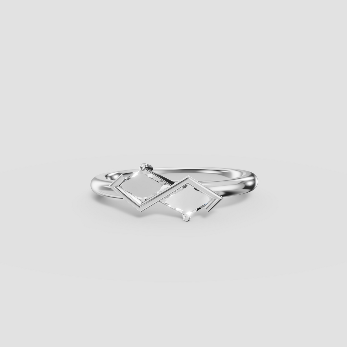 Geometric Kite Cut Diamond Bypass Ring in 14K Yellow Gold