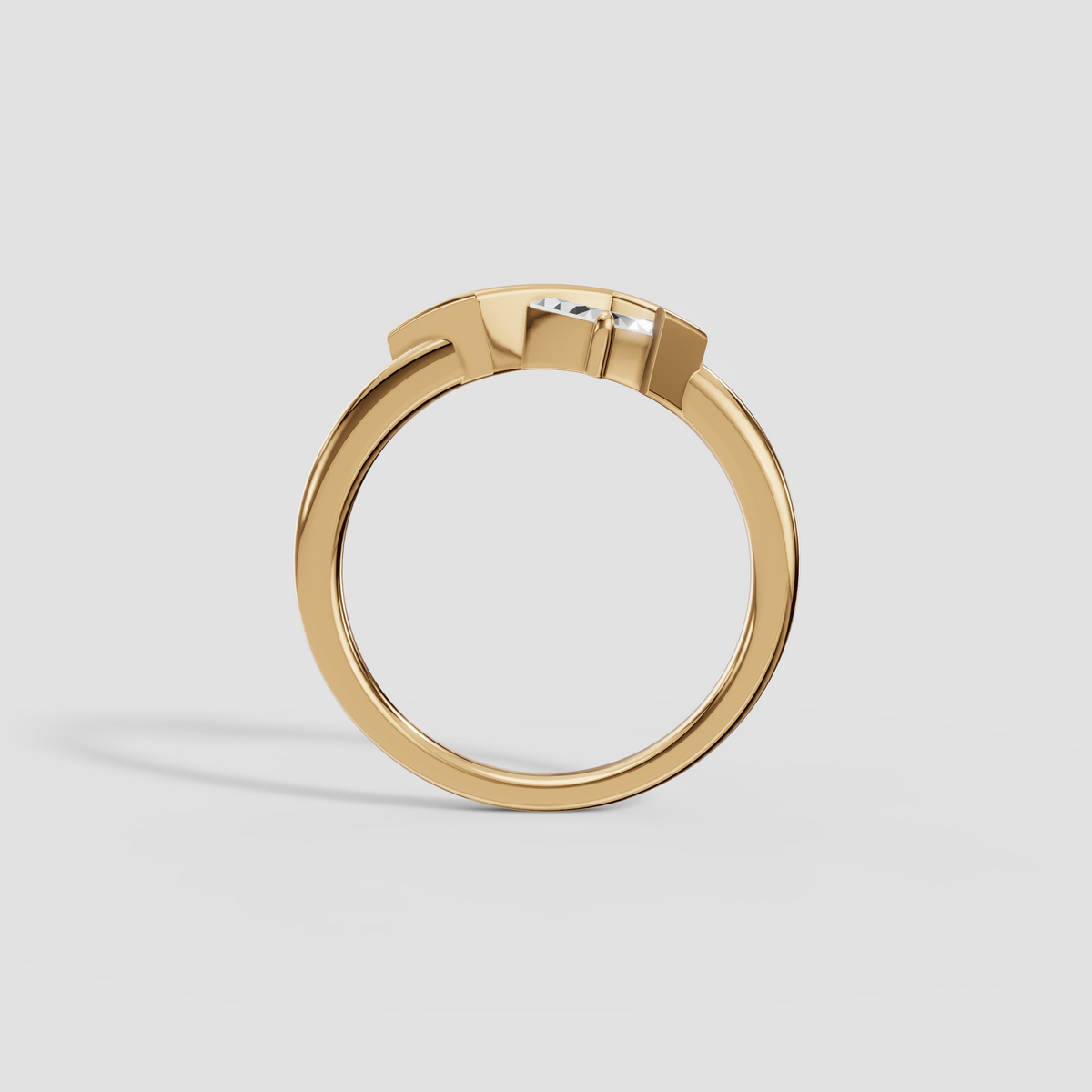 Geometric Kite Cut Diamond Bypass Ring in 14K Yellow Gold