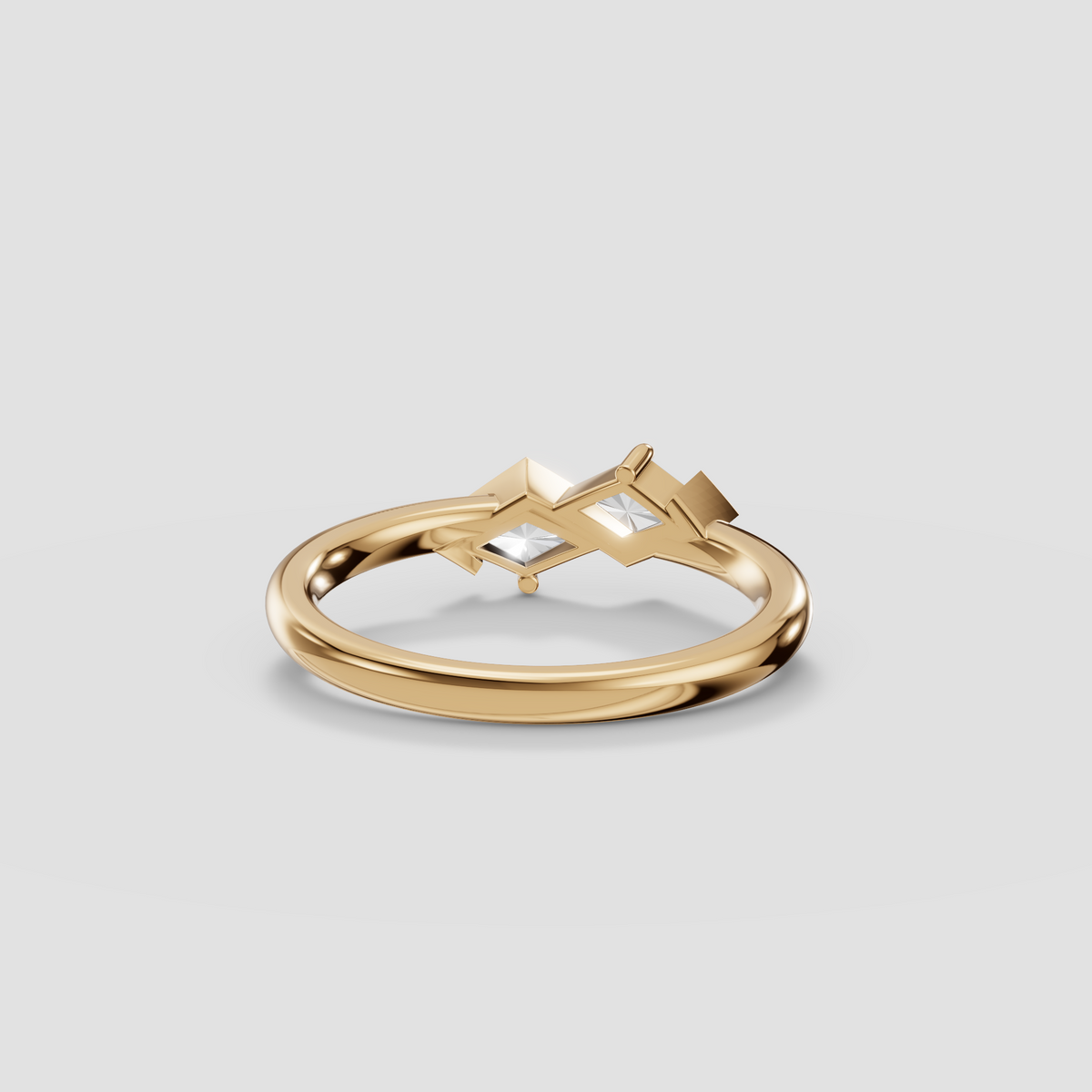 Geometric Kite Cut Diamond Bypass Ring in 14K Yellow Gold