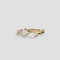 Geometric Kite Cut Diamond Bypass Ring in 14K Yellow Gold