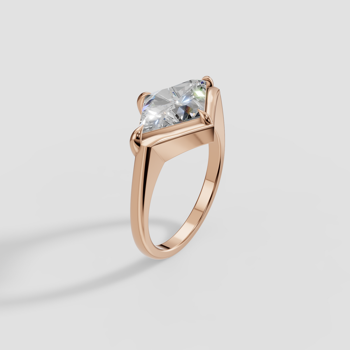 East-West Kite Cut Diamond Statement Ring in 14K Gold