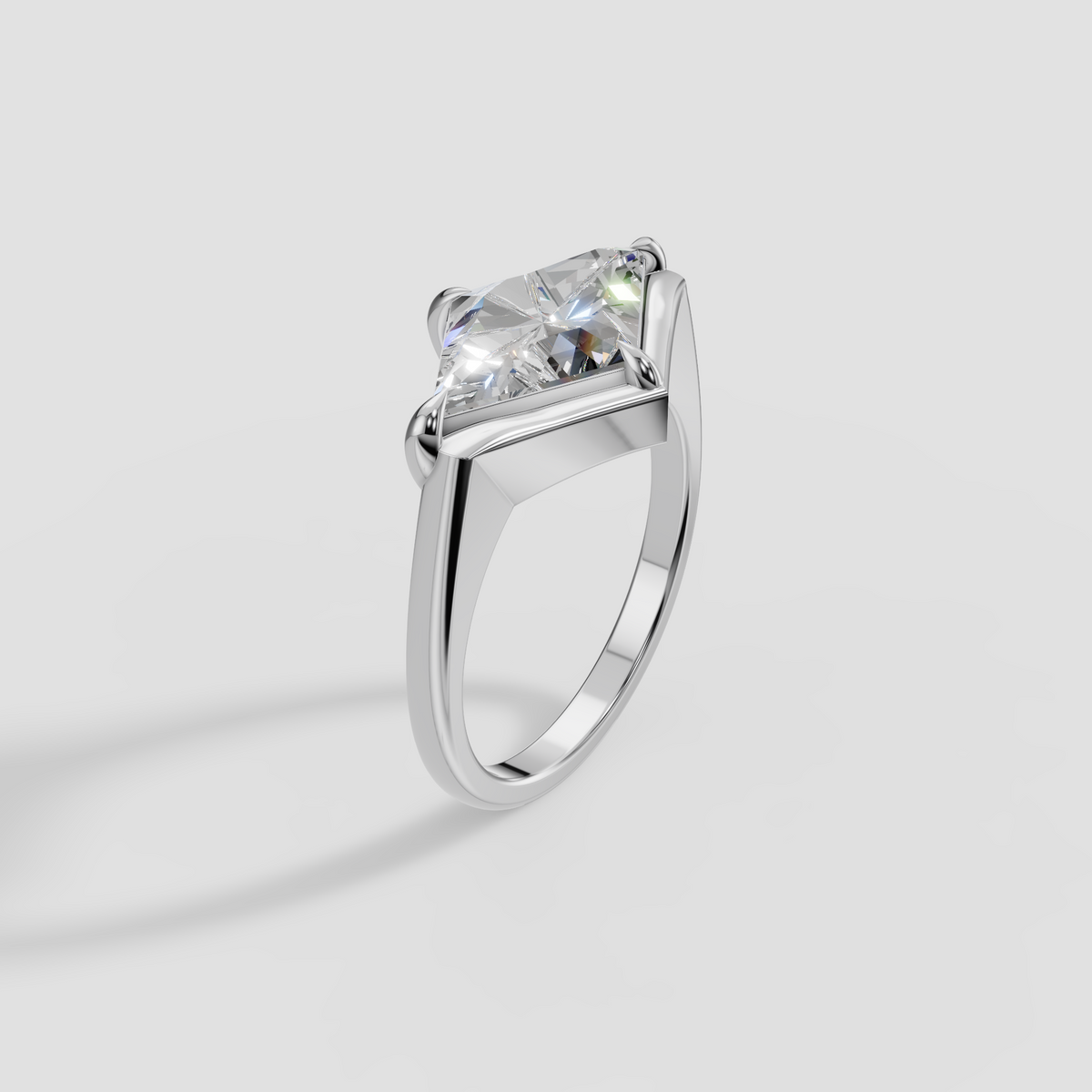 East-West Kite Cut Diamond Statement Ring in 14K Gold