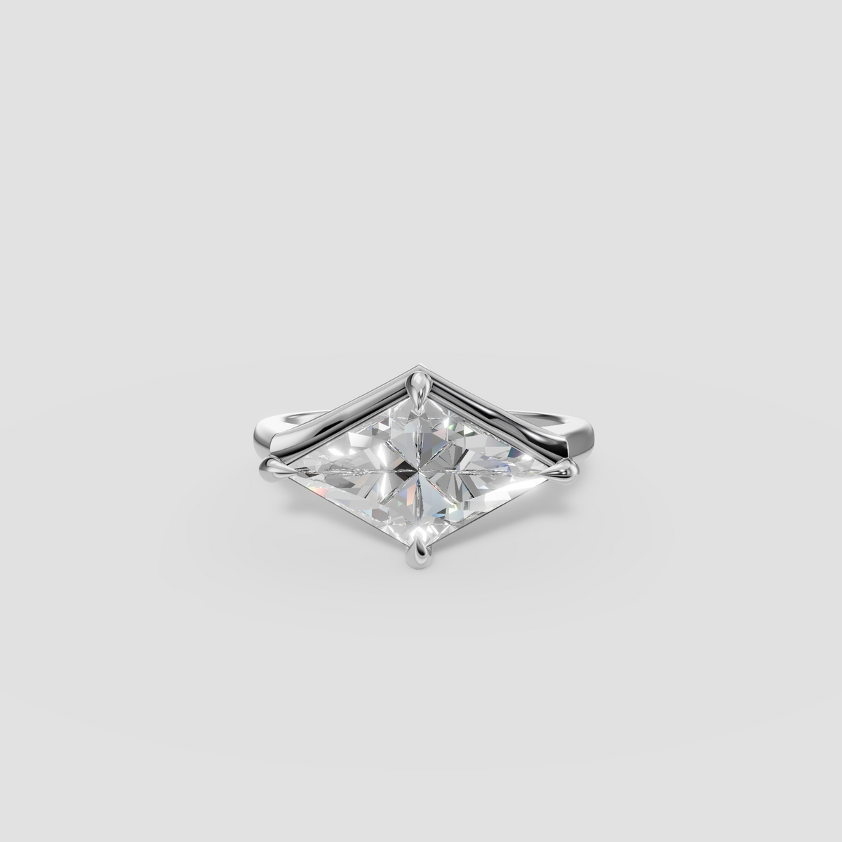 East-West Kite Cut Diamond Statement Ring in 14K Gold