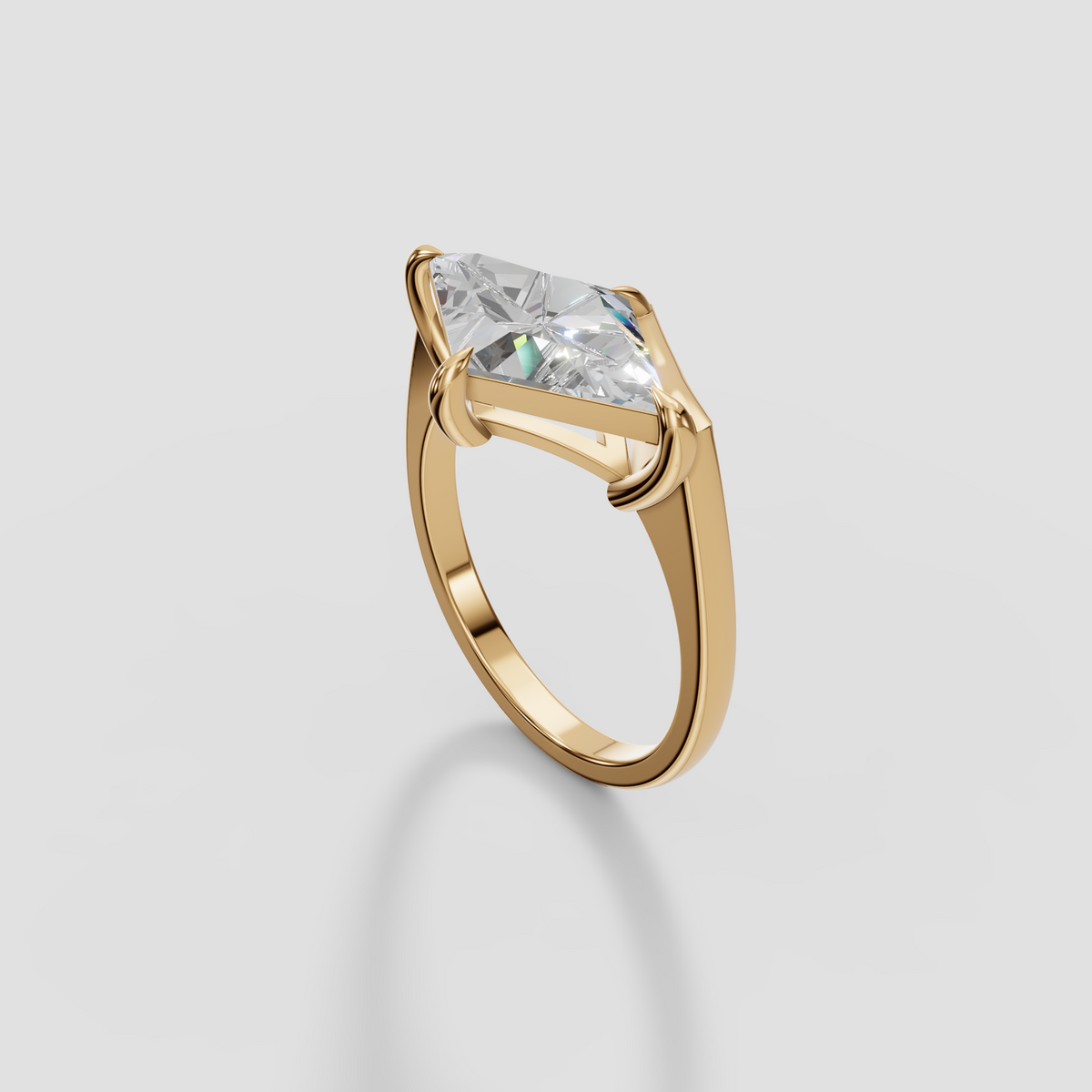 East-West Kite Cut Diamond Statement Ring in 14K Gold
