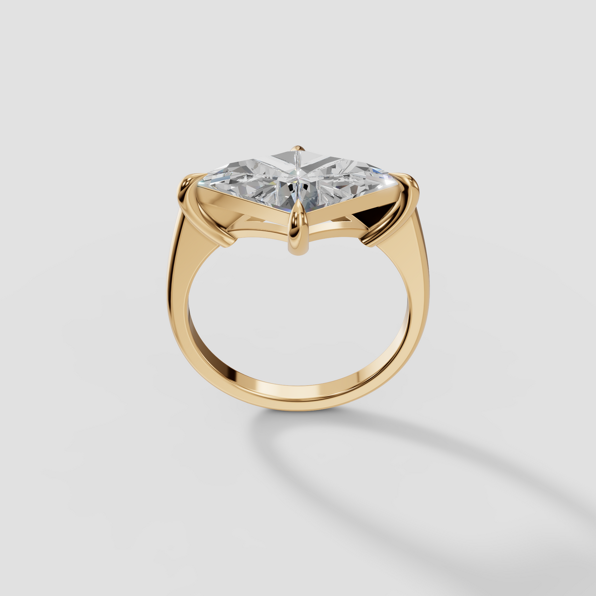 East-West Kite Cut Diamond Statement Ring in 14K Gold