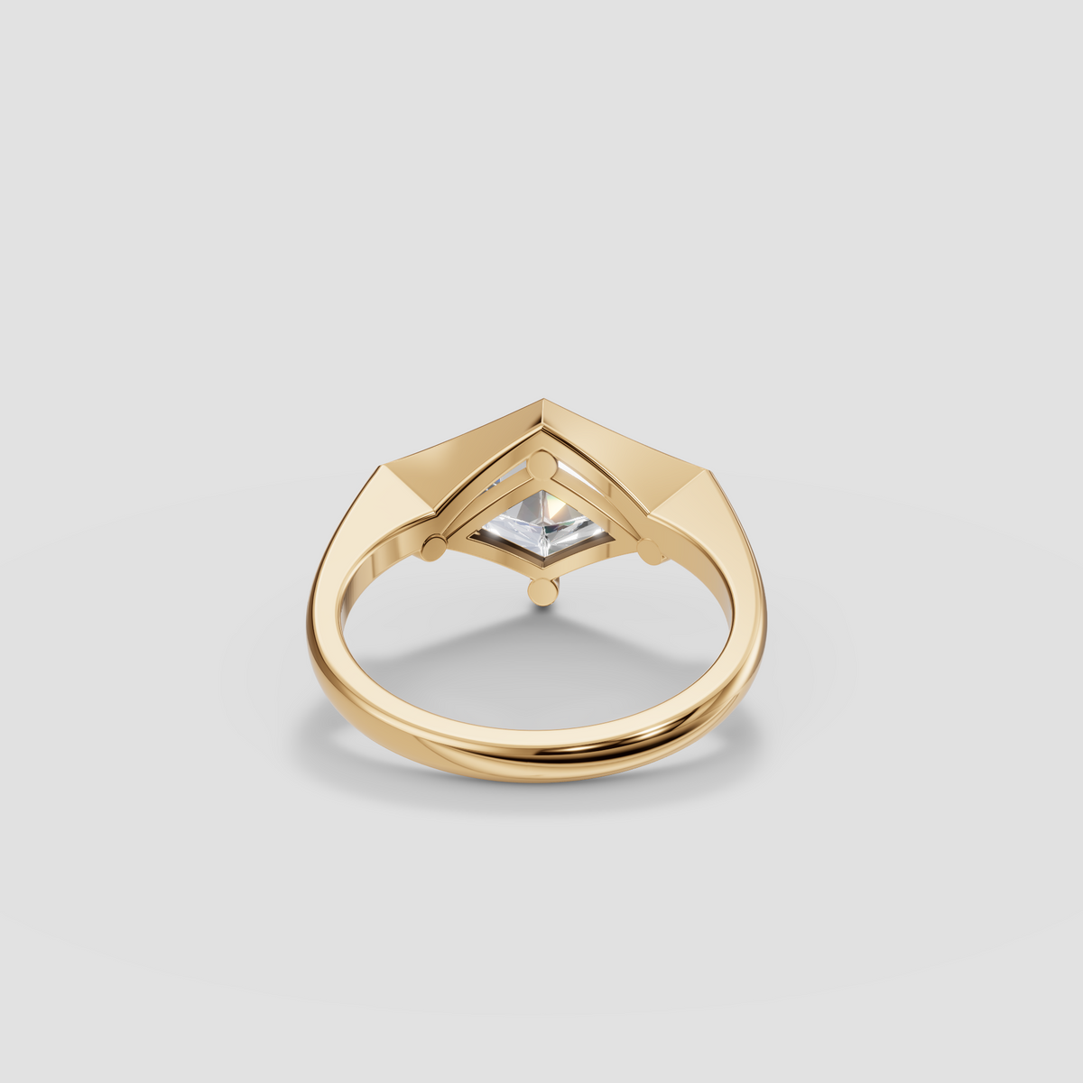 East-West Kite Cut Diamond Statement Ring in 14K Gold