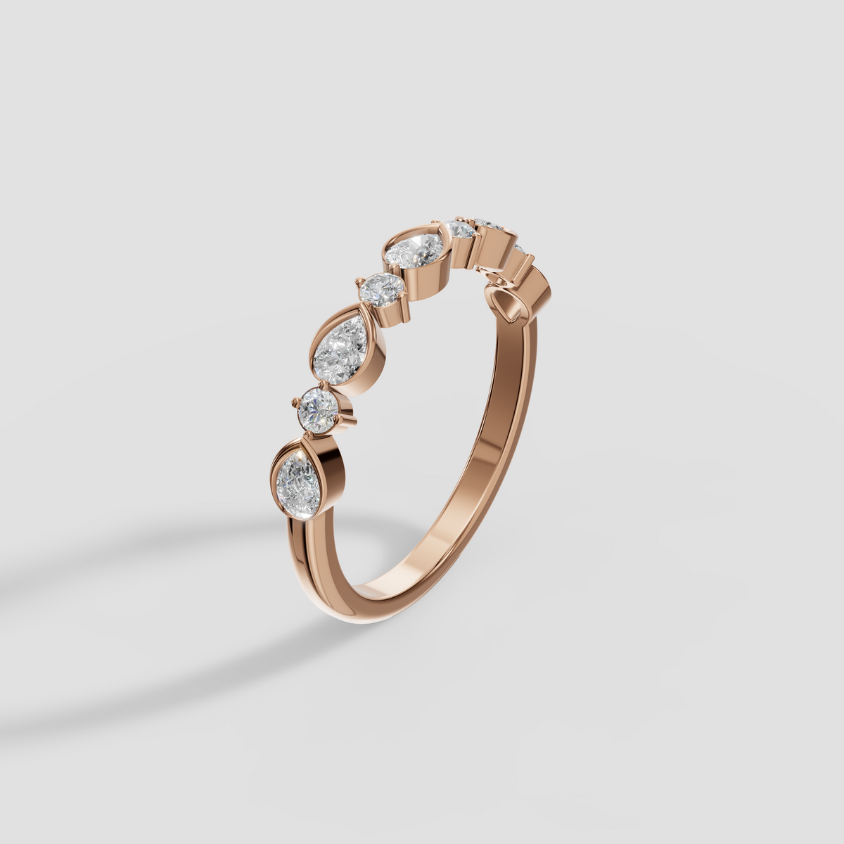 Nova Pear & Round Diamond Stackable Band in Gold