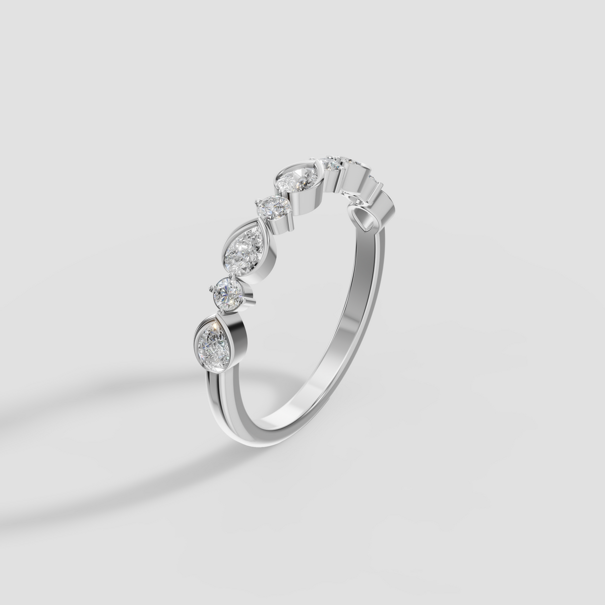 Nova Pear & Round Diamond Stackable Band in Gold