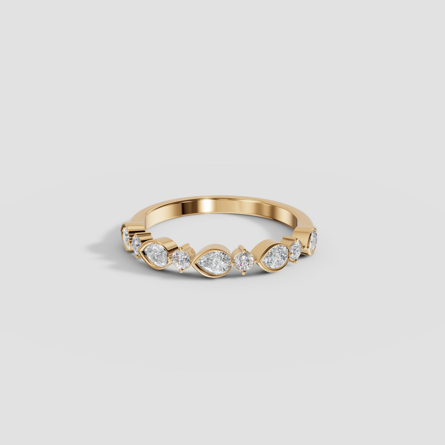 Nova Pear & Round Diamond Stackable Band in Gold