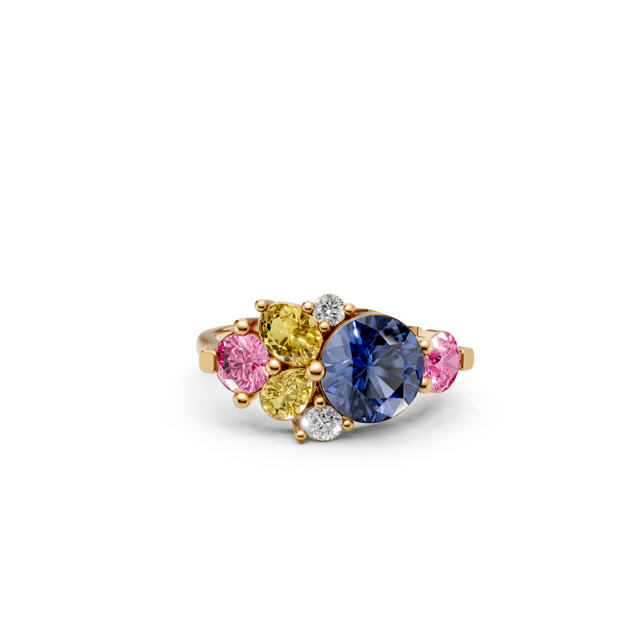 Valentina Round Pear Oval Colorful Diamond Cluster Cocktail Ring