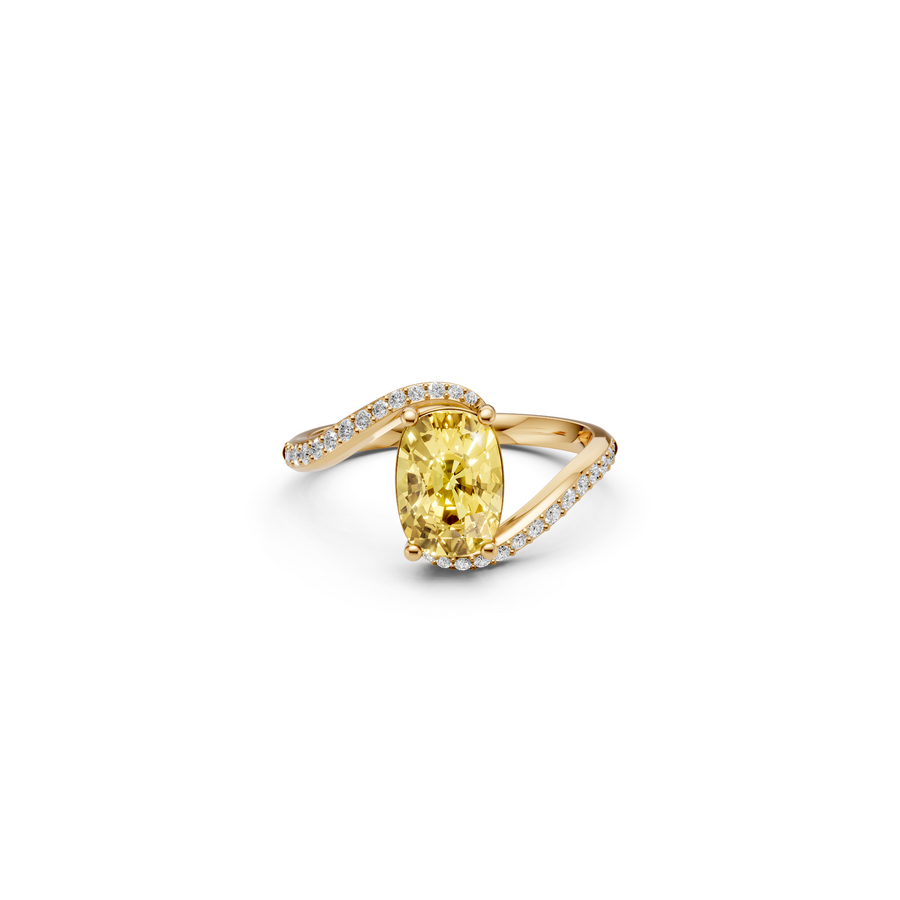 Marisol Yellow Cushion Diamond Swirl Engagement Ring