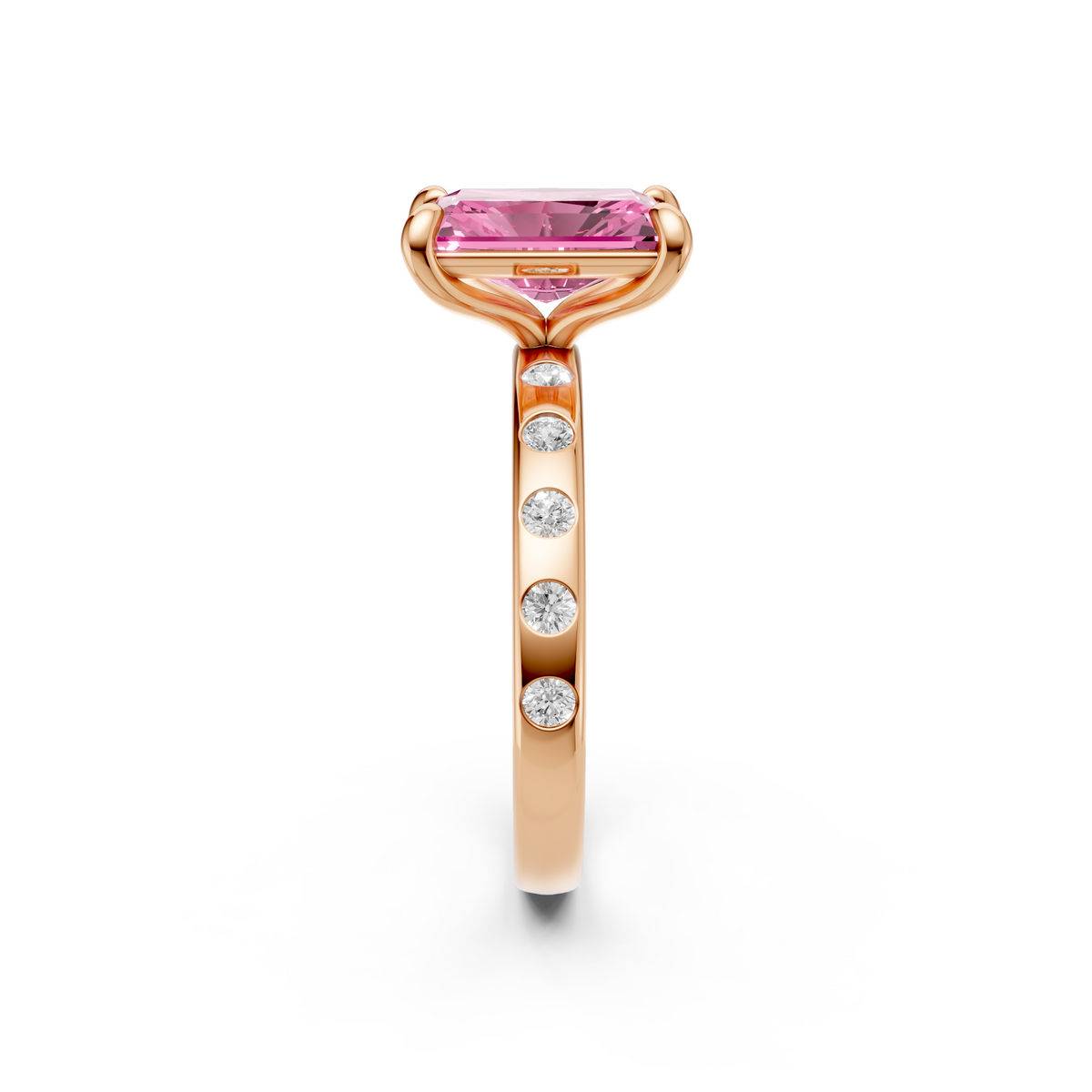Rosalie Pink Radiant Diamond Pavé Engagement Ring