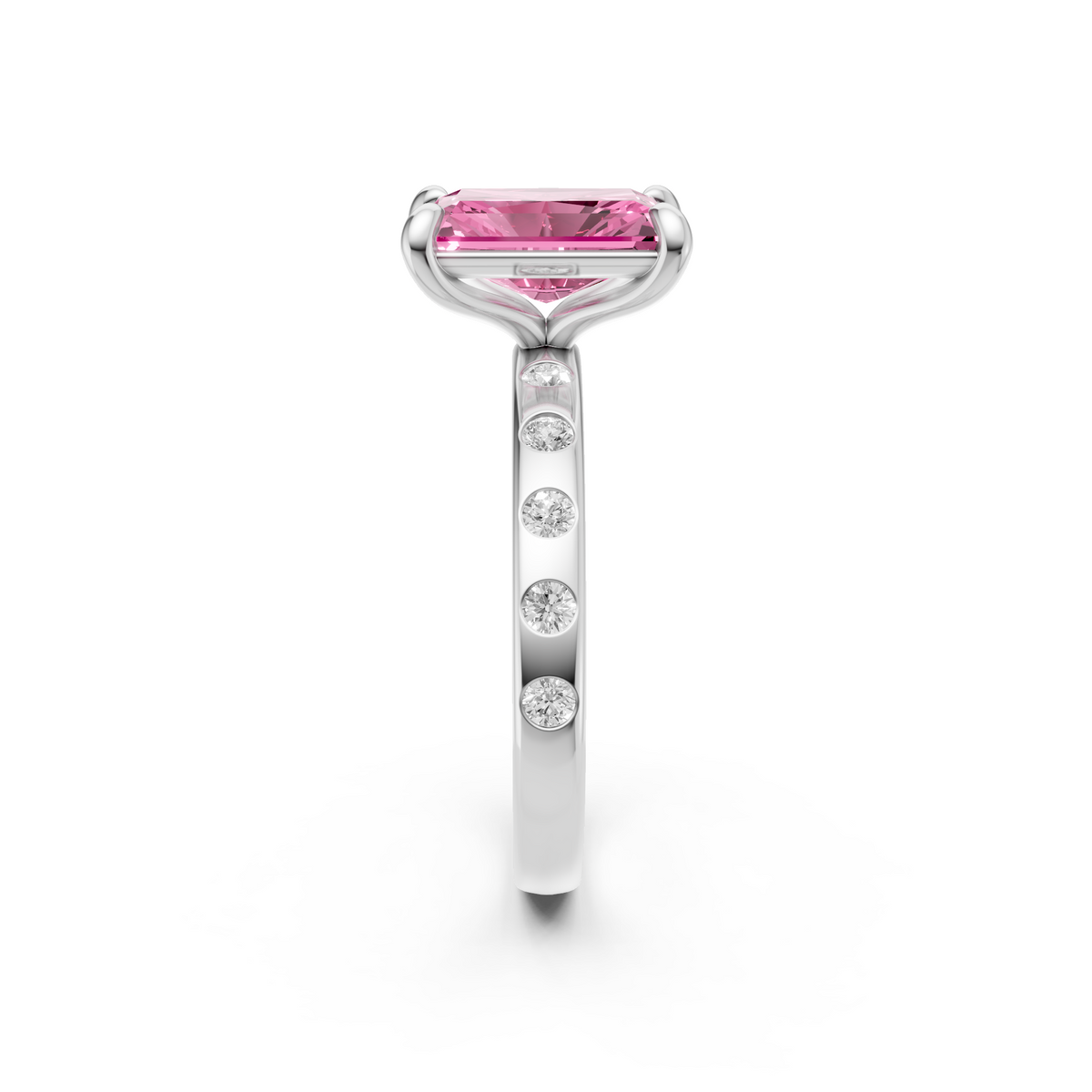 Rosalie Pink Radiant Diamond Pavé Engagement Ring