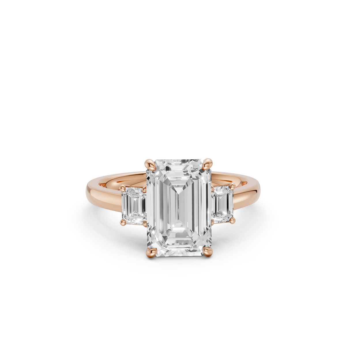Elara Diamond Emerald Cut Three Stone Ring