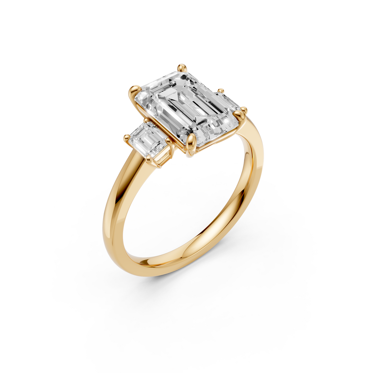 Elara Diamond Emerald Cut Three Stone Ring