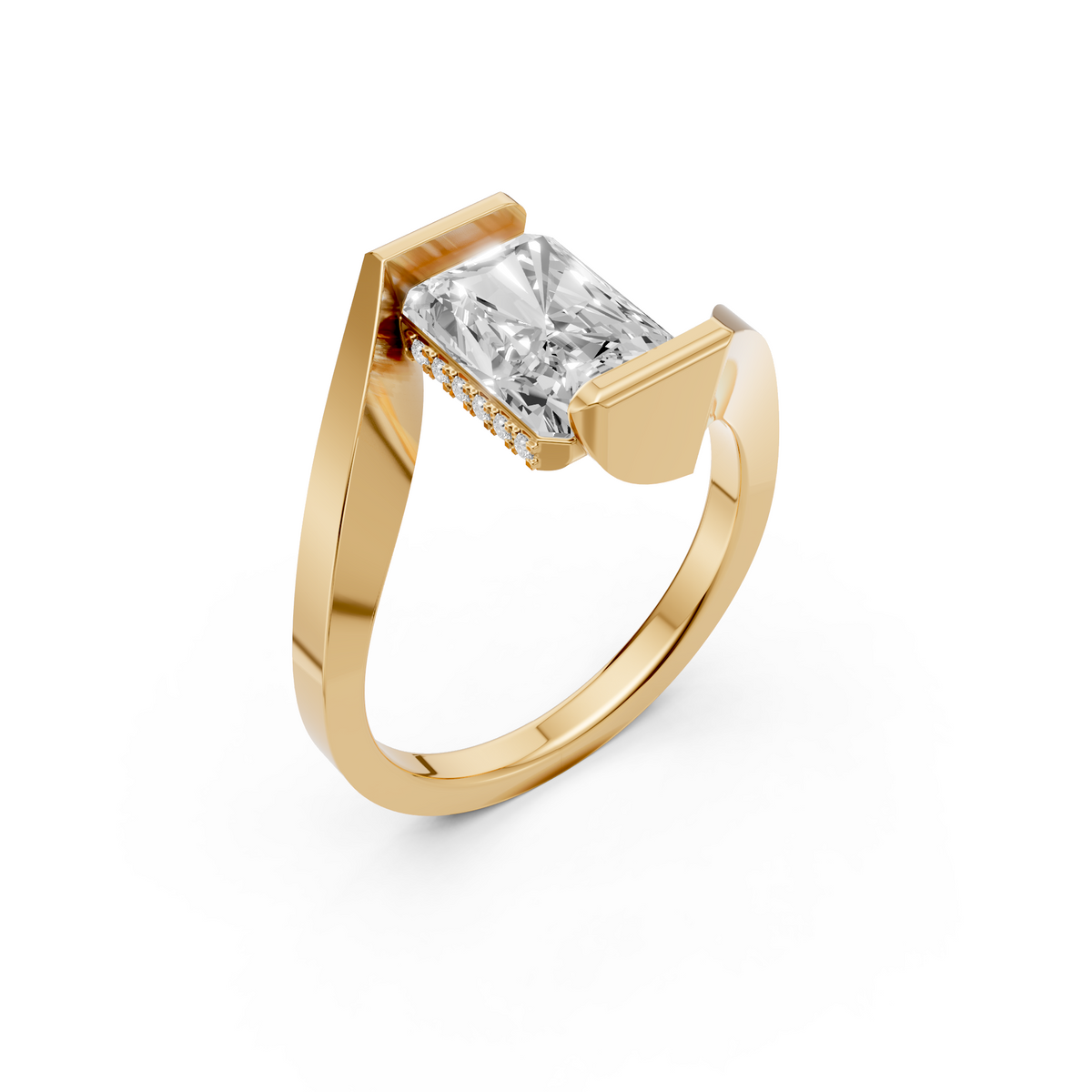 3 CT Elara Radiant Cut IGI Certified Diamond Engagement Ring in Gold