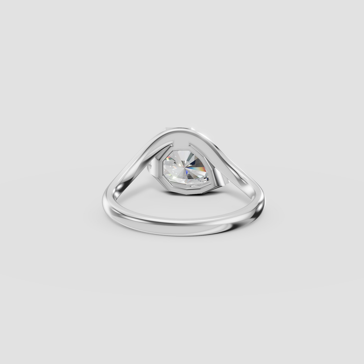 Geometric Shield Cut Diamond Bezel Engagement Ring in Solid Gold