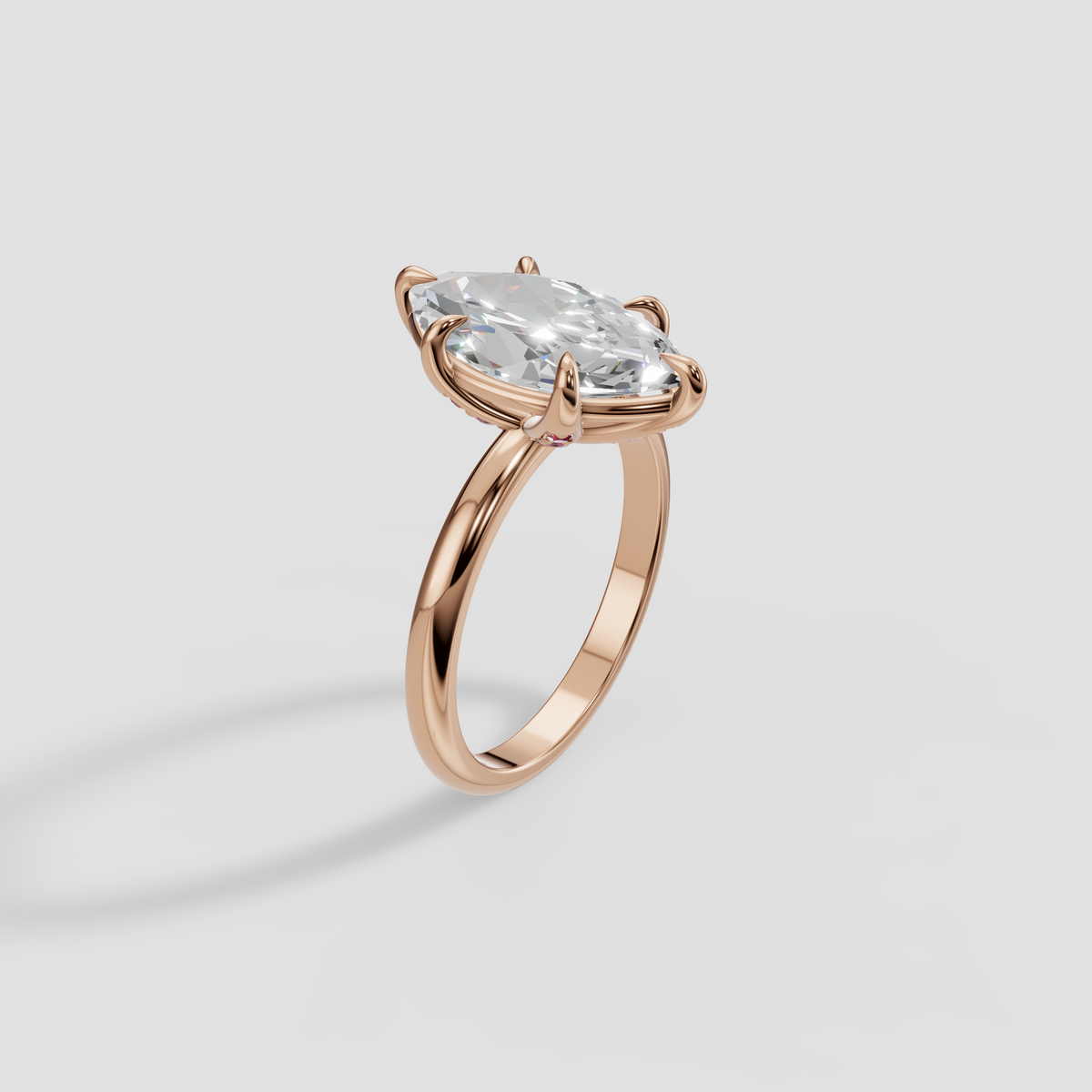 Marquise Cut Diamond Engagement Ring in 14K Gold