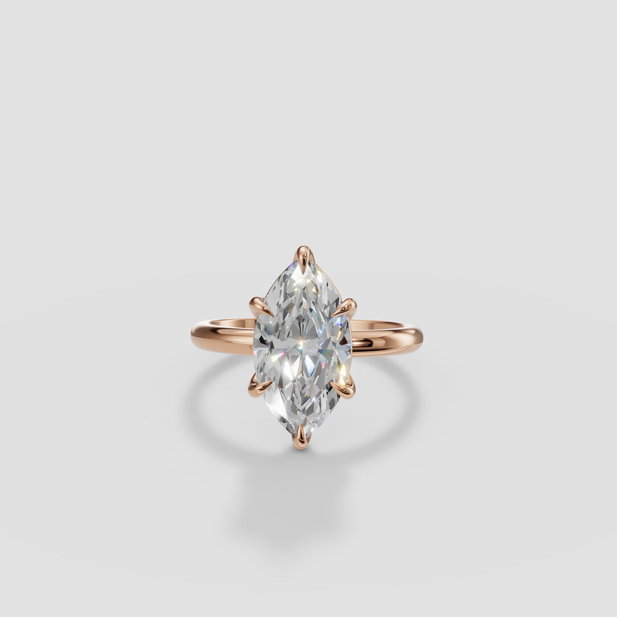Marquise Cut Diamond Engagement Ring in 14K Gold