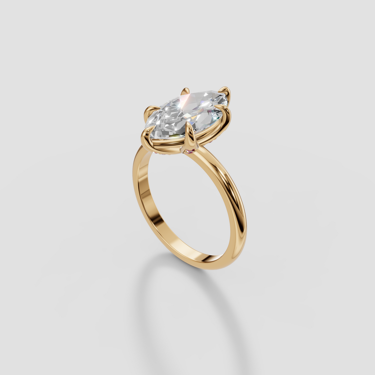 Marquise Cut Diamond Engagement Ring in 14K Gold