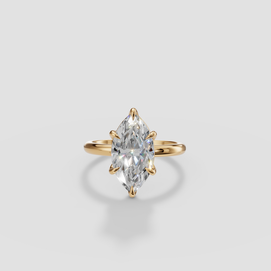 Marquise Cut Diamond Engagement Ring in 14K Gold