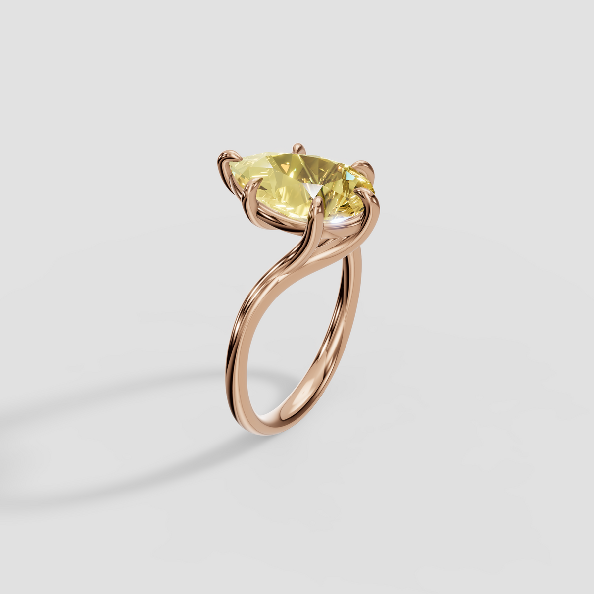 Pear Cut Yellow Diamond Engagement Ring, Fancy Yellow Statement Ring