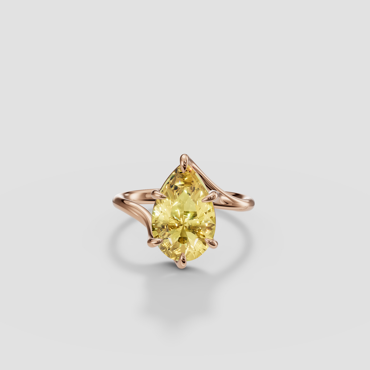 Pear Cut Yellow Diamond Engagement Ring, Fancy Yellow Statement Ring