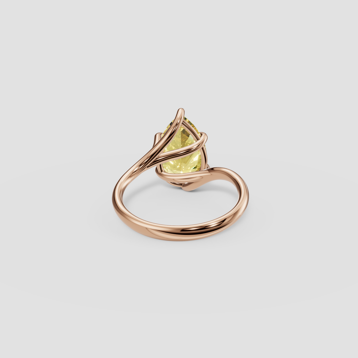 Pear Cut Yellow Diamond Engagement Ring, Fancy Yellow Statement Ring