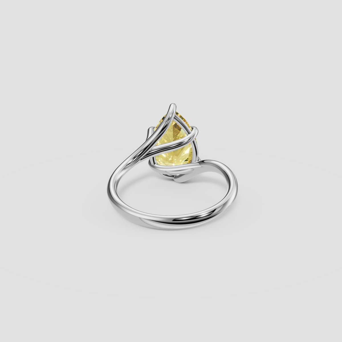 Pear Cut Yellow Diamond Engagement Ring, Fancy Yellow Statement Ring
