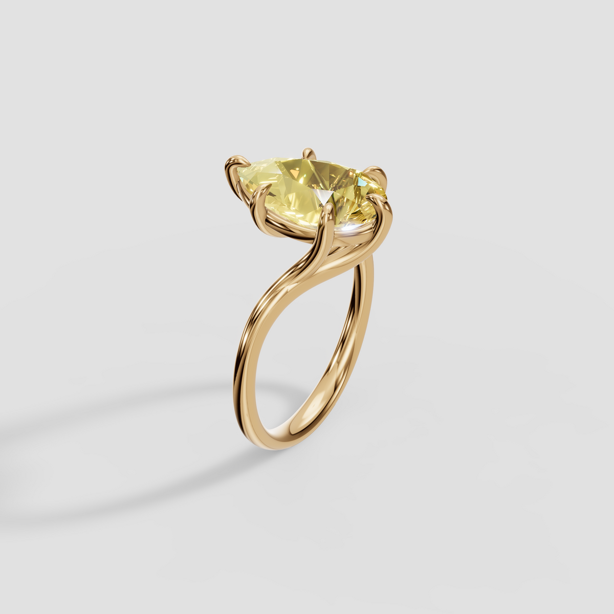 Pear Cut Yellow Diamond Engagement Ring, Fancy Yellow Statement Ring