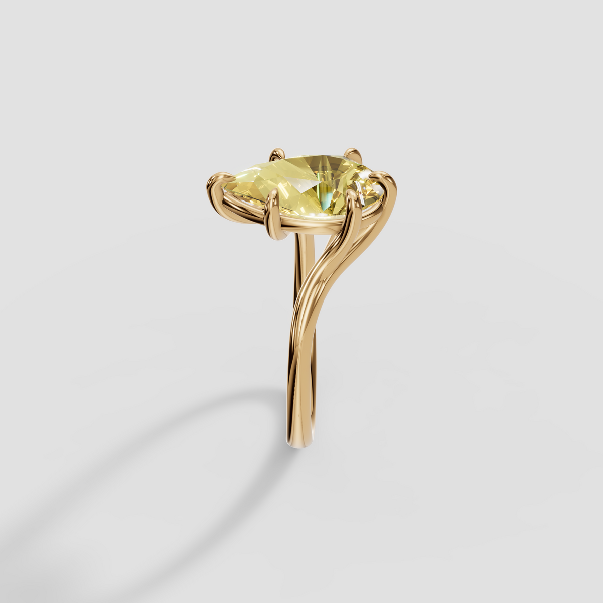 Pear Cut Yellow Diamond Engagement Ring, Fancy Yellow Statement Ring