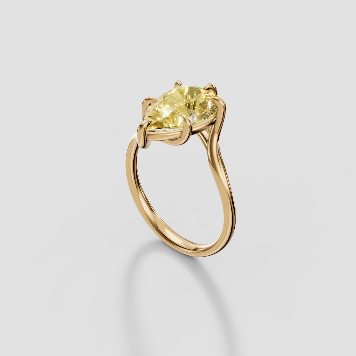 Pear Cut Yellow Diamond Engagement Ring, Fancy Yellow Statement Ring