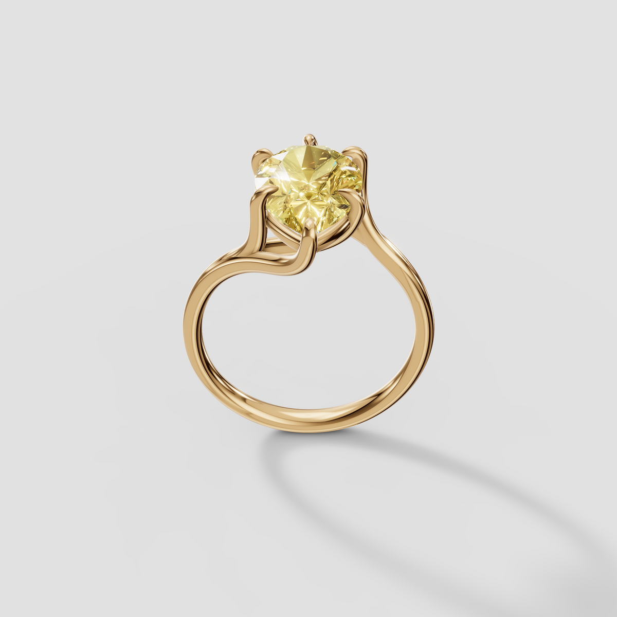 Pear Cut Yellow Diamond Engagement Ring, Fancy Yellow Statement Ring