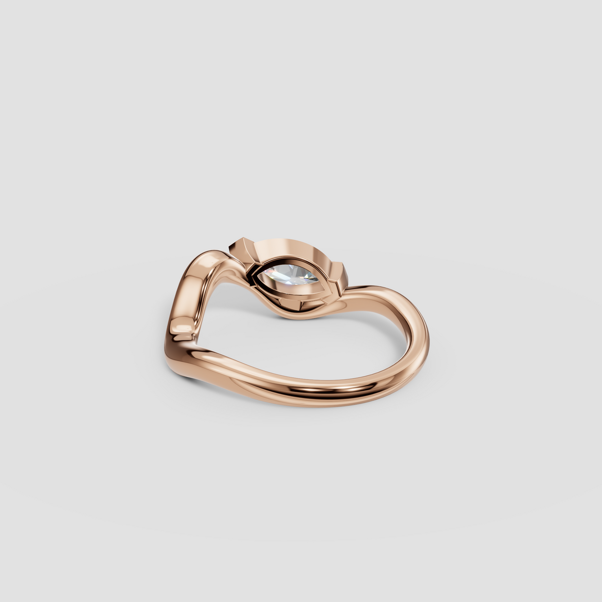 Marquise Cut Diamond Bypass Engagement Ring, Modern Minimalist Statement Ring