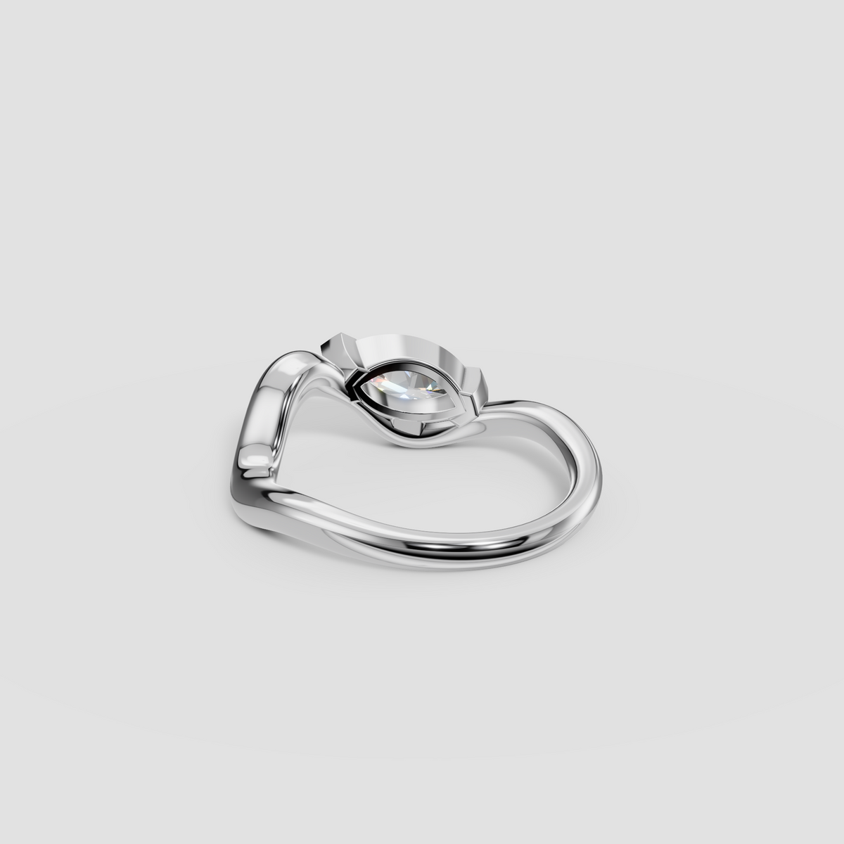 Marquise Cut Diamond Bypass Engagement Ring, Modern Minimalist Statement Ring