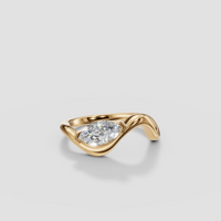 Marquise Cut Diamond Bypass Engagement Ring, Modern Minimalist Statement Ring