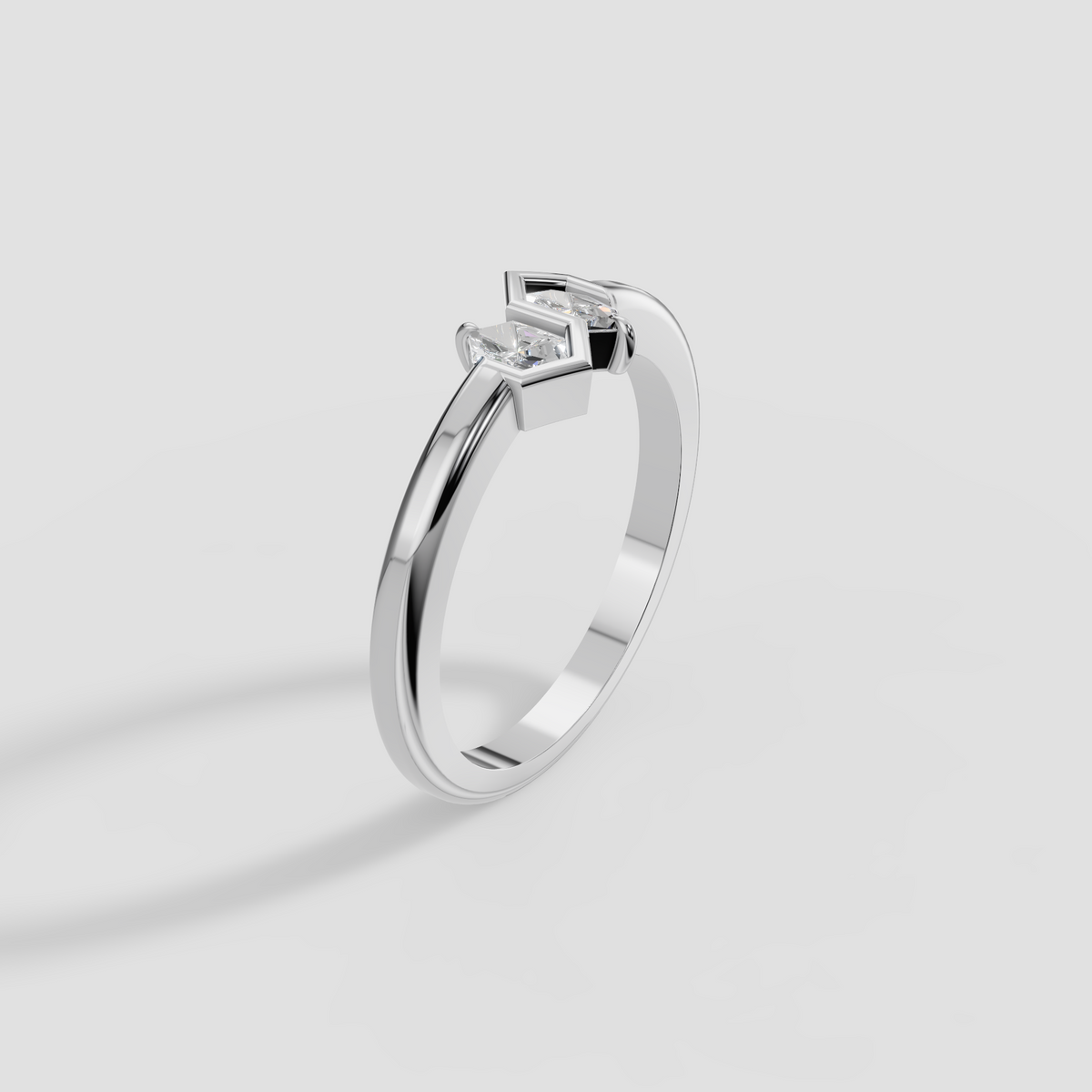 Zuri Hexagon Cut Diamond Toi et Moi Bezel Ring in 14K Gold
