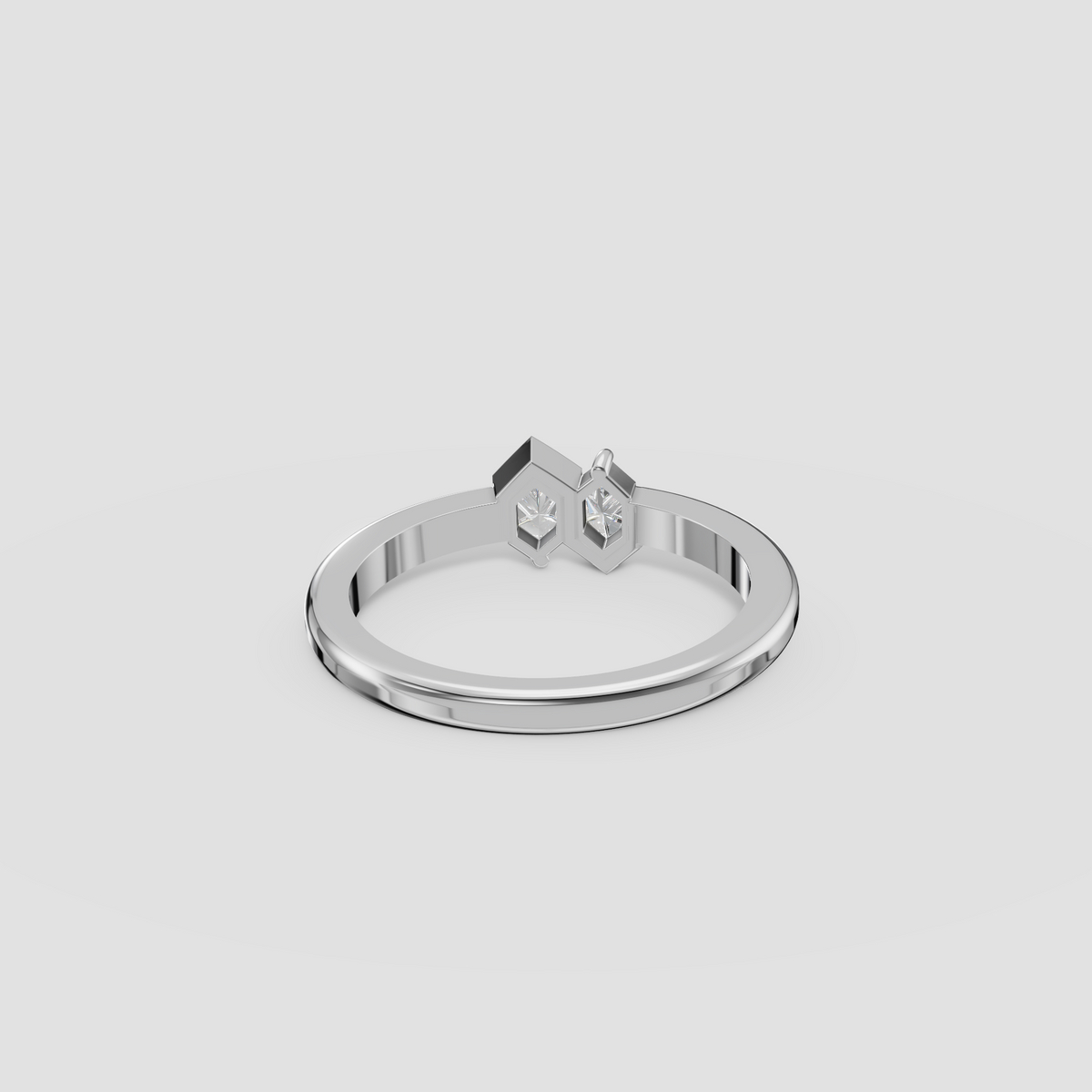Zuri Hexagon Cut Diamond Toi et Moi Bezel Ring in 14K Gold