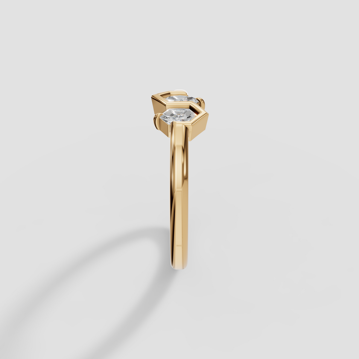 Zuri Hexagon Cut Diamond Toi et Moi Bezel Ring in 14K Gold