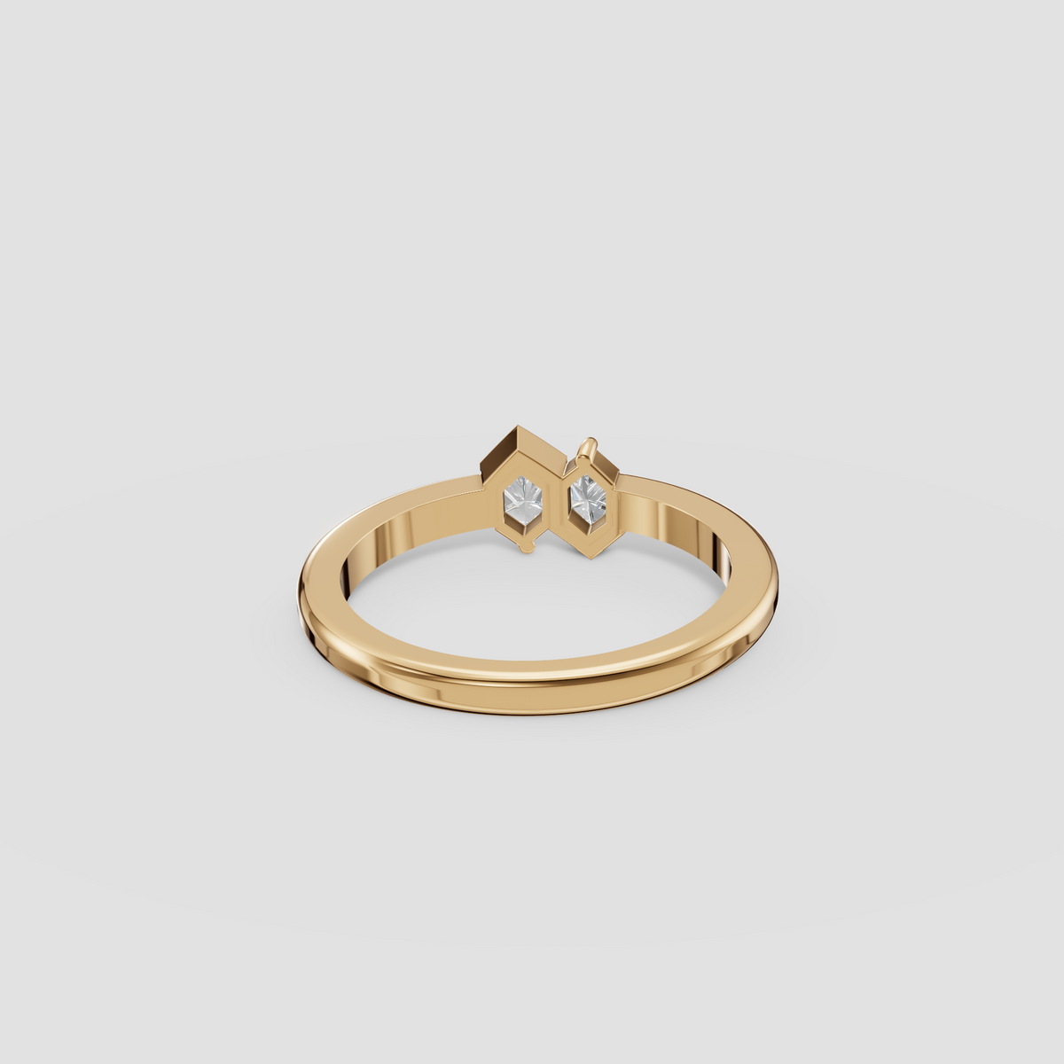 Zuri Hexagon Cut Diamond Toi et Moi Bezel Ring in 14K Gold