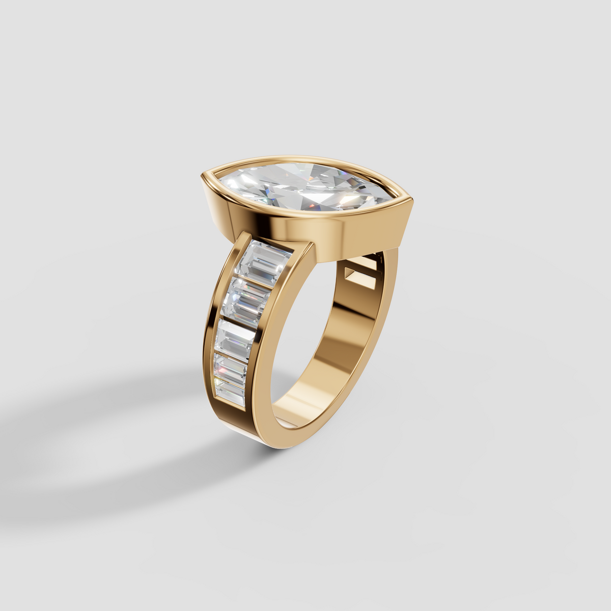 Marquise Diamond Ring, IGI Certified, 14K Yellow Gold