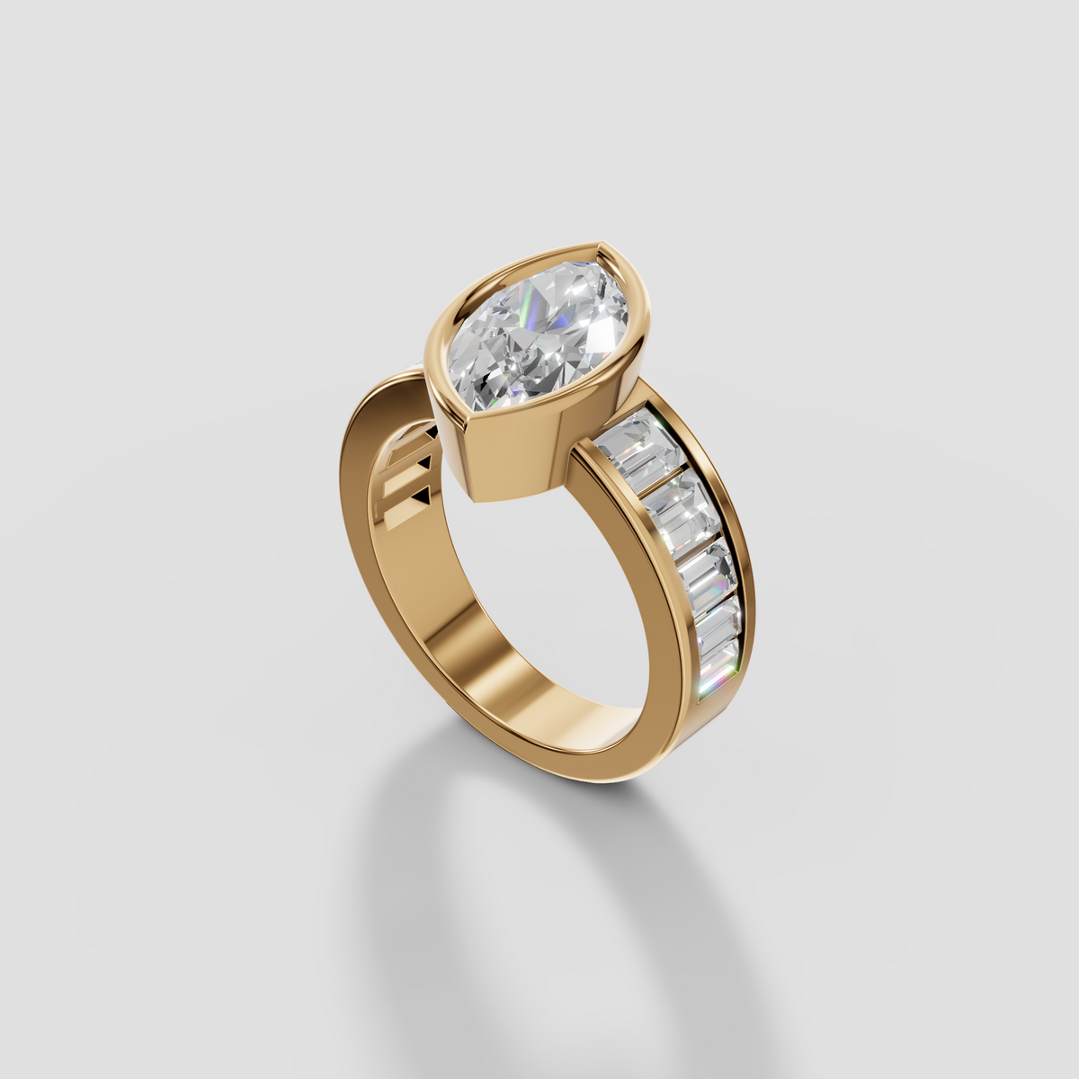 Marquise Diamond Ring, IGI Certified, 14K Yellow Gold