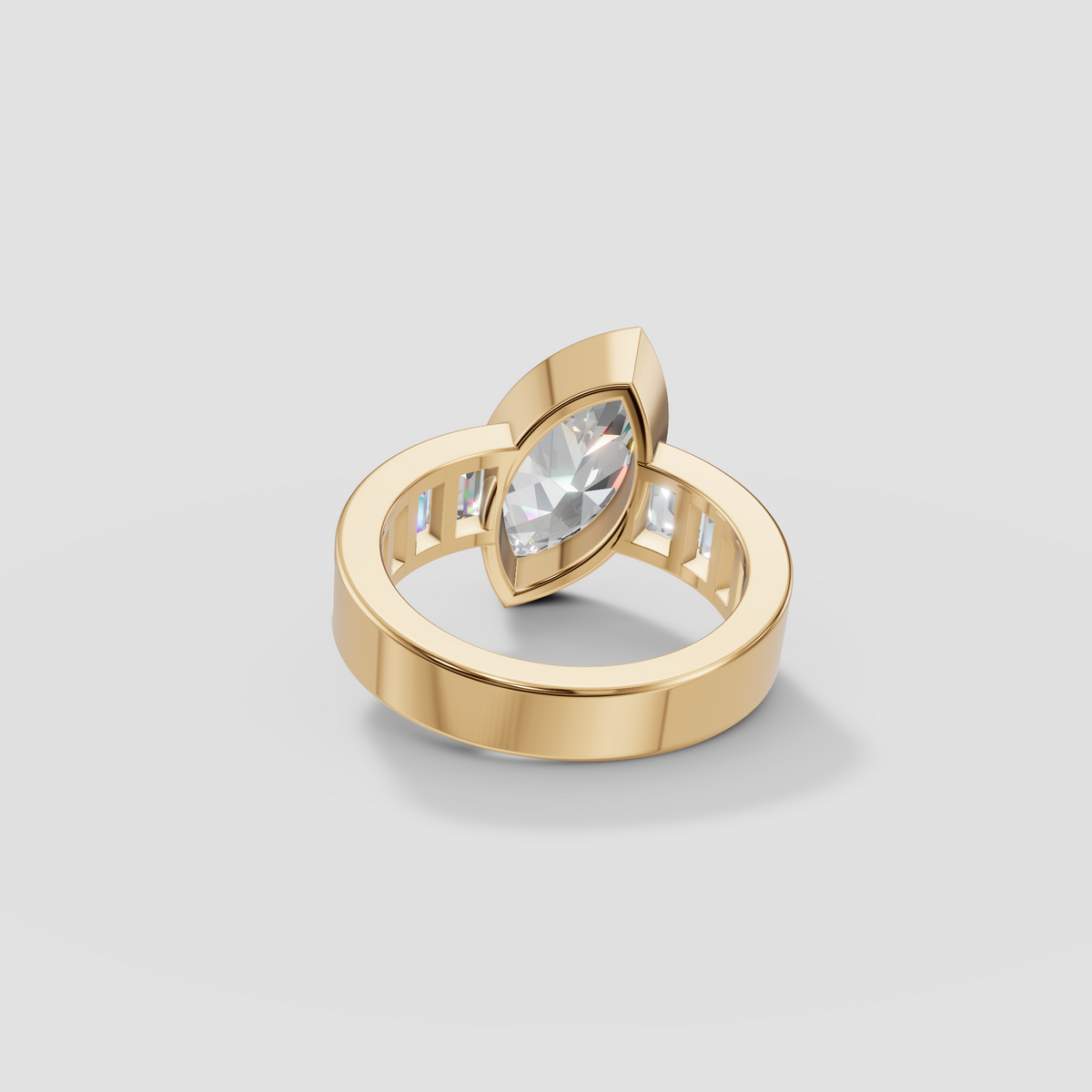 Marquise Diamond Ring, IGI Certified, 14K Yellow Gold