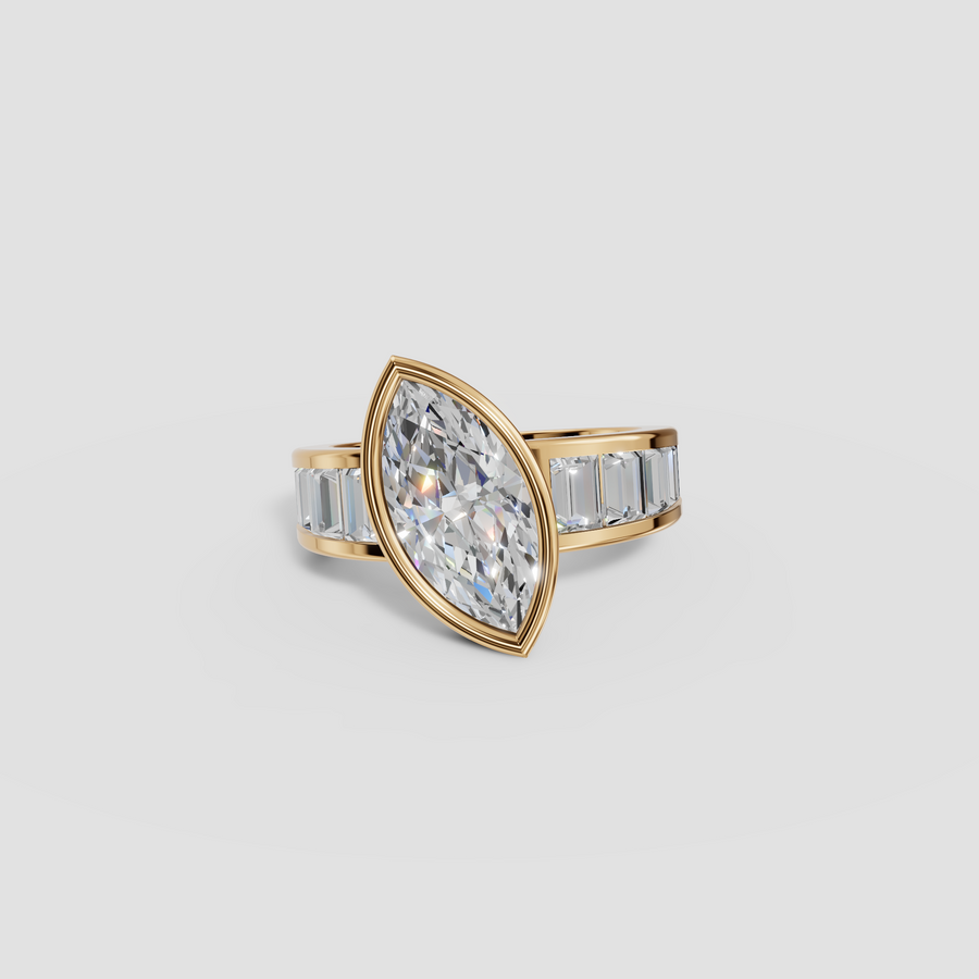 Marquise Diamond Ring, IGI Certified, 14K Yellow Gold