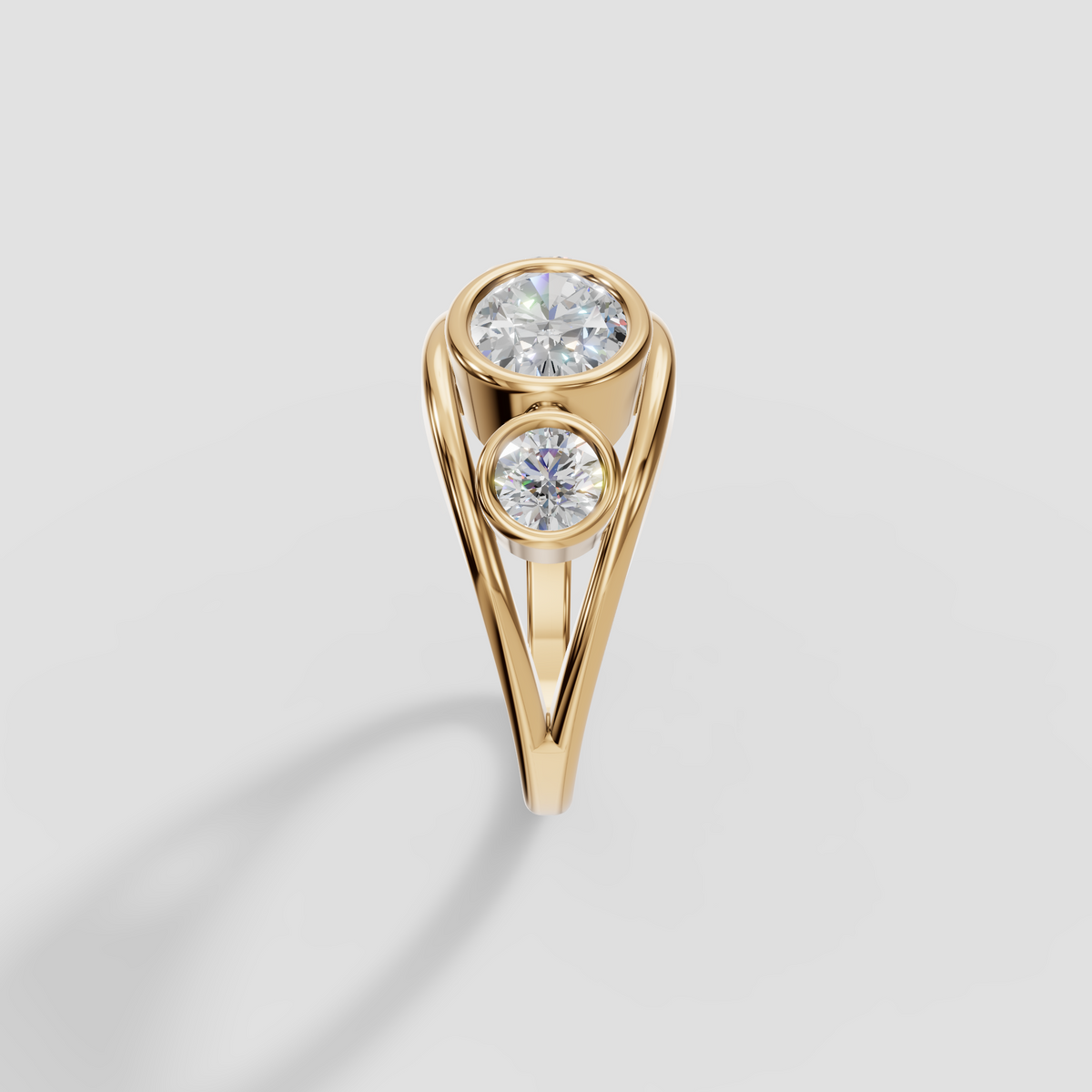 Oval Diamond Three Stone Ring, IGI Certified, 14K Yellow Gold