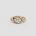 Oval Diamond Three Stone Ring, IGI Certified, 14K Yellow Gold